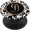 White Leopard Print Cheetah Monogram Initial Letter D PopSockets Swappable PopGrip