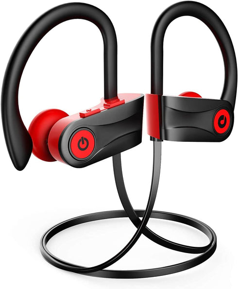 Otium Wireless Bluetooth 5.3 Sport Headphones, Built-in Mic, In Ear Running Headset with Earhooks, 16 Hours Playtime
