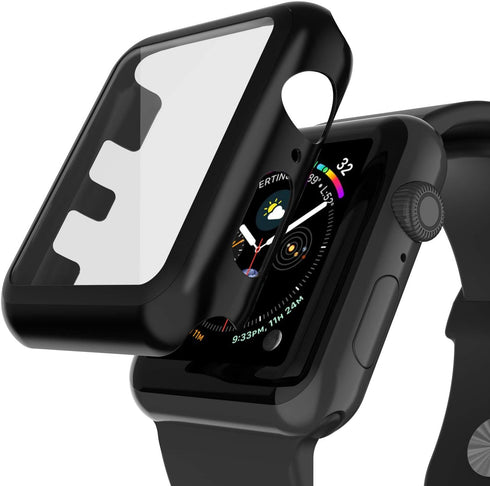Punkcase Bumper Case for Apple Watch 44mm with Built-in Screen Protector | 9H Tempered Glass Cover | Ultra Slim Design