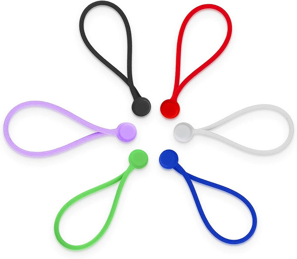 6 Pack Reusable Silicone Magnetic Cable Ties Twist Ties for Home/Office Cord Wrap, Cable Organizer, Magnetic Cord Holder, Cable Organizer Fridge Magnets - Perfect Smart Home Gadgets! 6 COLORS by LORDTRONICS