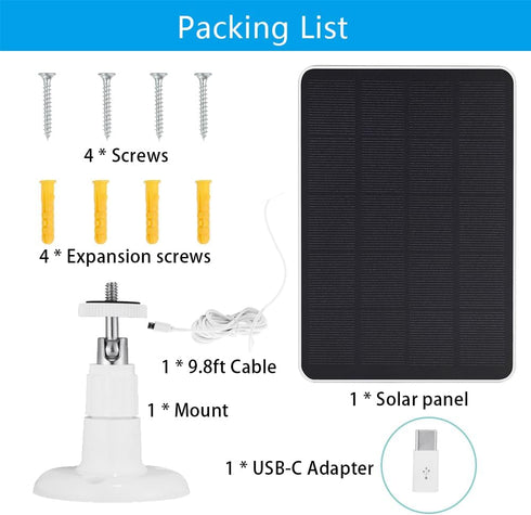 Solar Panel for WYZE Battery Cam Pro Camera, Wireless Security Camera Outdoor 4W Solar Panel with 10ft Micro USB