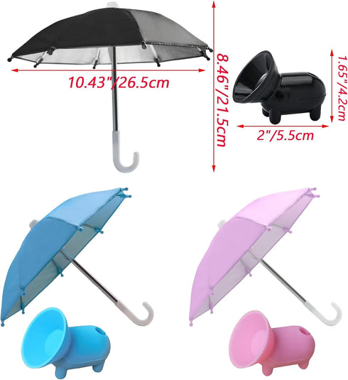 3 Pcs Phone Umbrella Cell, Phone Umbrella for Sun Shad with Suction Cup Stand, Outdoor Sun Phone Umbrella Mobile Holder for Phone with Adjustable Piggy Suction Cup Phone Cell Sunshade