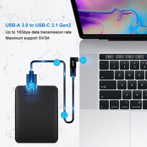 USB C to USB 3.0 Adapter 90 Degree (3 Pack), USB-A 3.0 Female to USB-C 3.1 Male Right Angle OTG Adapter