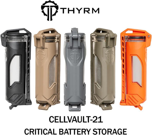 Thyrm CellVault-21 Waterproof Rechargeable Battery Storage Case for 21700 Batteries for Premium Tactical Flashlights,