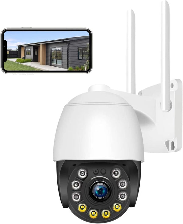 Security Camera Outdoor Wired with Night Vision Color, 360 WiFi Cameras for Home Security and Motion Detection