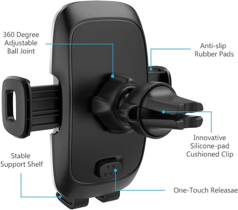 Phone Holders for Your Car, Car Air Vent Phone Mount with Twist Lock Hook Clip for Strong Hold, Compatible with All