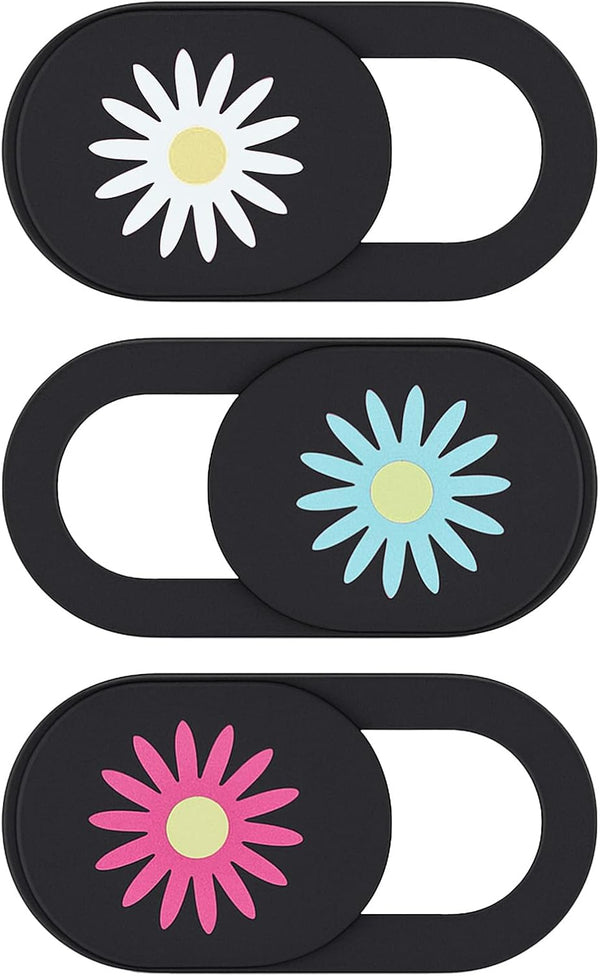 Styquenzer Cute Thin 0.7mm Flower Laptop Camera Cover Slide, 3 PCS Computer Camera