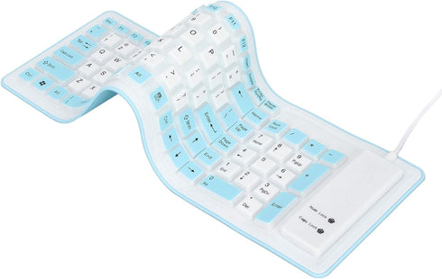 EBTOOLS Foldable Silicone Keyboard, 103 Keys USB Wired Waterproof Roll-Up Keyboard for PC Laptop, Blue