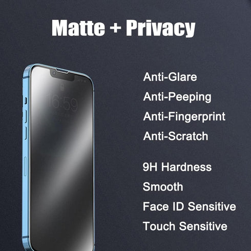 2 Pack Matte Privacy Screen Protector for iPhone 13/14/13 Pro, Anti-Glare Anti-Spy Tempered Glass Film 6.1 inch, Full
