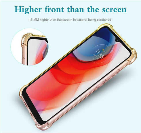 Clear Gradient Slim TPU Case for Motorola Moto G Play 2021 with Tempered Glass Screen Protector (Black/Gold)