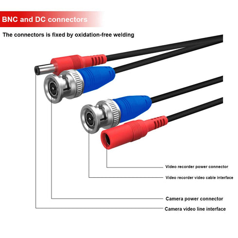 4 Pack 50 Feet BNC Video Power Cable,BNC Extension Wire Video Security Camera Wire with Connectors for CCTV Camera DVR