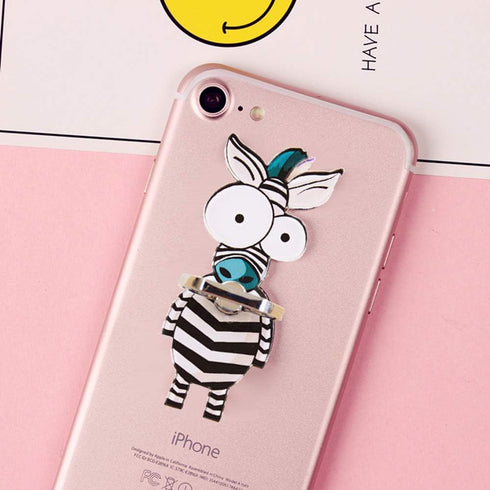 ZOSTLAND 3PCS Funny Zebra Elephant Giraffe Phone Ring Universal 360°Adjustable Case Finger Grip Stand Holder Desk Stent Mount Hook Compatible with iPhone15 14 13 12 MAX Plus Pad(3pcs Big Eyes)