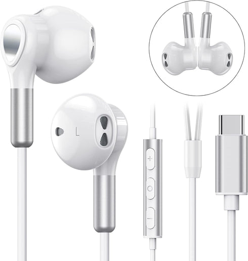 USB C Headphones, Wired Earbuds with Microphone for Samsung Galaxy S23 Ultra S22 S21 FE S20 A54 A53, USB Type C