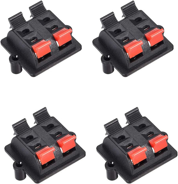 uxcell 2 Row 4 Way Spring Speaker Terminal Clip Push Release Connector Cable Terminals Strip Block WP4-03 (4Pcs)