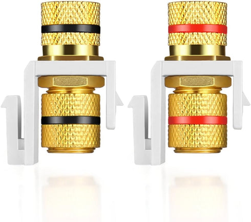 TNP Banana Jack Keystone Insert, Set of 4, Stereo Speaker Banana Connector Binding Post Snap in Adapter Socket