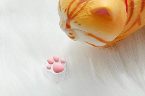 SYA ZOMOPLUS Cute Cat Paw Keycap, Squishy Cat Toes Custom Keycap for Mechanical Keyboard (White Pink)