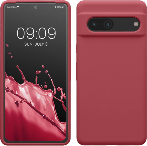 kwmobile TPU Silicone Case for Google Pixel 7, Soft Finish Phone Cover, Dark Rose