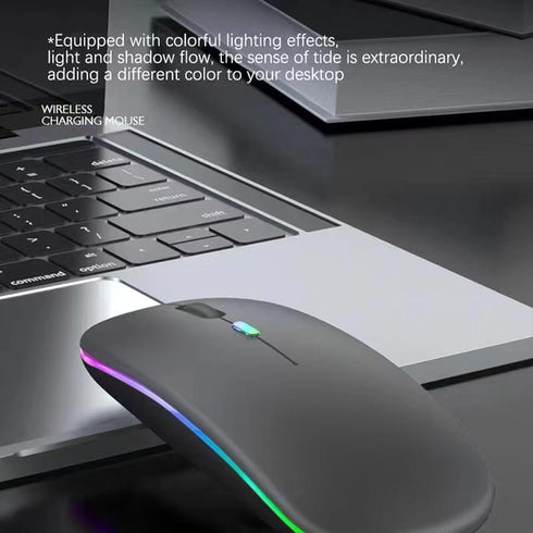 Wireless Bluetooth Mouse, LED Dual Mode Rechargeable Slim Laptop Mouse, Portable (BT5.2+USB Receiver) for Laptop,