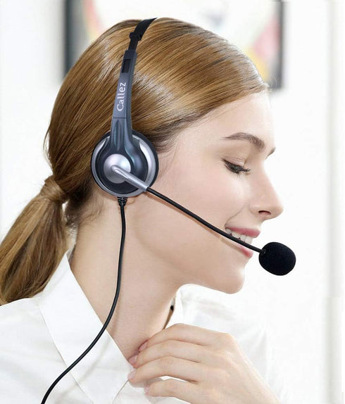 Callez Wired Telephone Headset Mono, Call Center RJ9 with Noise Canceling Mic for ShoreTel, Plantronics, Polycom