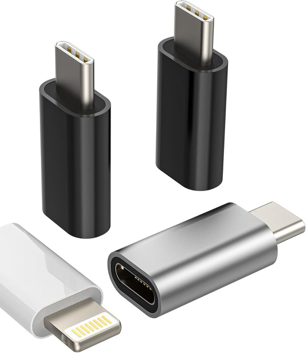3Pack Lightning Female to USB C Male Adapter for Apple iPhone 15 Pro Max, iPad 10, Galaxy Note S20