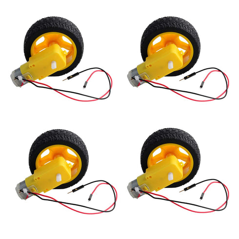 4PCS DC Gearbox Motor TT Motor 200RPM with Leads + 4PCS 1:48