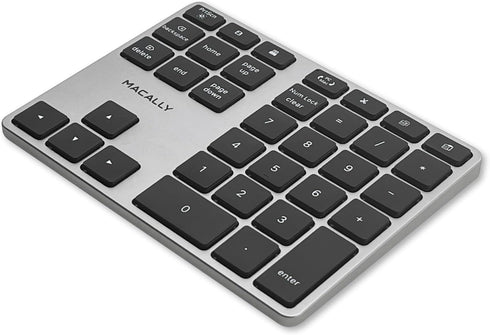 Macally Bluetooth Number Pad for Laptop, Slim Aluminum Design, Rechargeable Wireless Numeric Keypad for Mac, PC