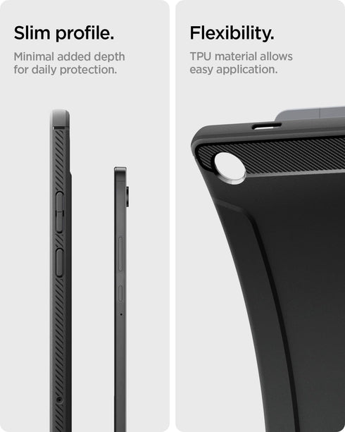 Spigen A11+ (2025), for Galaxy Tab Plus Case Rugged Armor Slim Protective Case with Carbon Fiber Design and Air Cushion