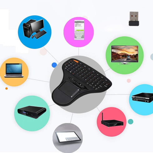 Hilitand 2 in 1 Multimedia Keyboard with Trackball Mouse and Touchpad, Mini QWERTY Keyboard for TV Box, Laptop, Computer