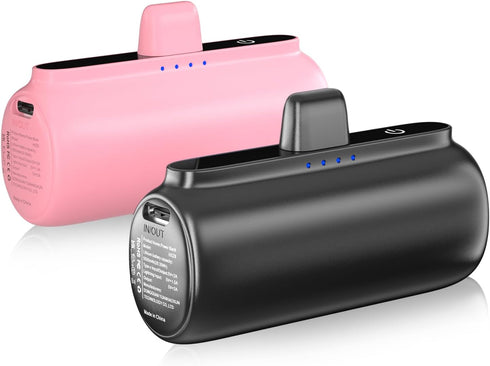 2 Pack Portable Charger for iPhone, 5500mAh Power Bank, 20W PD Fast Charging, Ultra-Compact Travel