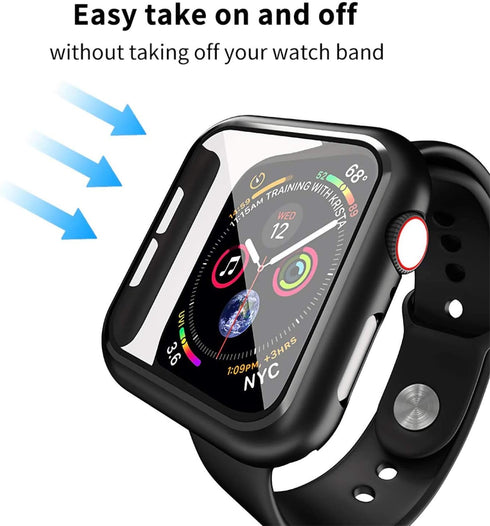 Smiling Case Compatible with Apple Watch SE 2 (2024)/SE/Series 6/5/4 44mm with Built-in Tempered Glass Screen Protector