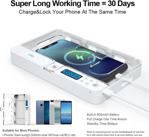 ySky Portable Phone Lock Box with Timer for iPhone and Android Phones, Self-Control Timed Phone Jail Locker to Help