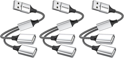 USB 2.0 Adapter, Dual USB Port Extender Hub for Laptop, Mac, Tesla Model 3 Charging and Data Transfer