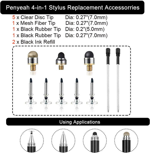 Replacement Accessories for Penyeah Stylus Pen P1 - Black Ink