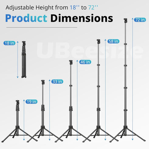 UBeesize 72" Phone Tripod & Selfie Stick, Camera Tripod Stand with Wireless Remote, Compatible with iPhone/Android