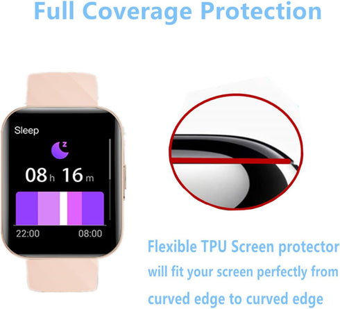 Screen Protector Compatible for RUIMEN D1 Smart Watch 1.85" (6 Pack) H1 Smartwatch Flexible Full Coverage Clear TPU Film