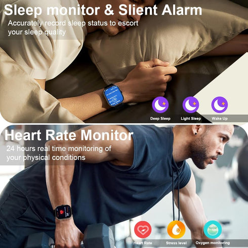 Smart Watch, 2.01" Smart Watches for Men, 110+ Sport Modes, Fitness Watch with Sleep Heart Rate Monitor, IP68