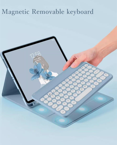 Keyboard Case for Galaxy Tab A8 10.5 inch with Bluetooth Mouse, Detachable Candy Color Keyboard Cover - Pink