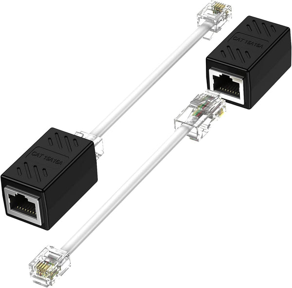 Phone Jack to Ethernet Cable Adapter, RJ45 Female to RJ11 Male for Landline Telephone Service (2 Pack)