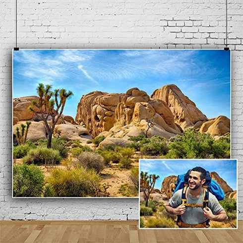 Sandstone Desert Mountain Backdrops, Yeele 5x3ft Vinyl Blue Sky White Clouds Cactus Tropical Landscape Photography