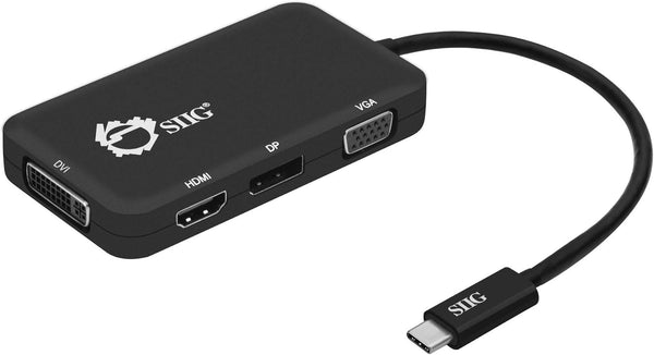SIIG USB C to 4K HDMI/DisplayPort/VGA/DVI Multiport Adapter - Thunderbolt 3 Compatible, 4 in 1
