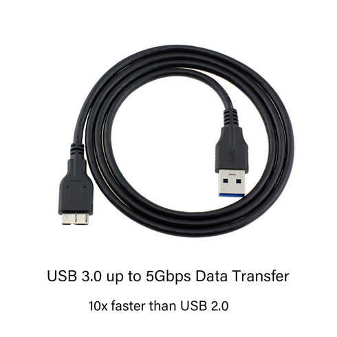 USB 3.0 Hard Drive Cable, USB-A to Micro B Cable for Samsung Galaxy S5, Note 3, Note Pro 12.2, Camera, WD Toshiba