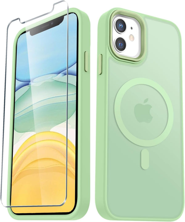 for iPhone 11 Case, Matte Magnetic Phone Case with 1 Screen Protector, Compatible with Magsafe, Translucent Frosted
