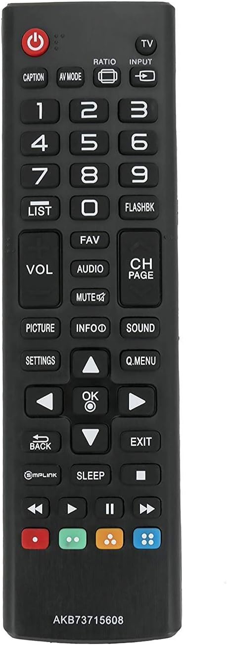 New AKB73715608 Replacement TV Remote for LG Models 39LN5300, 32LN530B, 42LN5300, and more