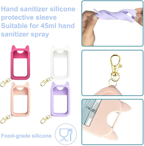 shuielai 4PCS 45ml, Backpack Silicone Hand Sanitizer Spray Cases Compatible with Touchland Protective Anti-Slip Cover