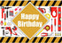 Construction Tools Theme Happy Birthday Backdrop, 7x5ft Vinyl for Boys Birthday Party Decor, Yellow and Black Stripes