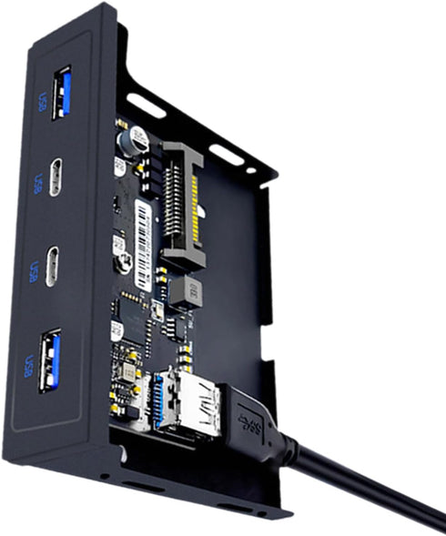 MEIBAOGE USB3.2 3.5" 4 USB3.0, USB3.2, Multiports Front Panel USB Expansion Adapter for Desktops, Soft Drives Bay, USB