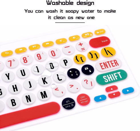 HRH Ultra Thin Silicone Keyboard Cover for Logitech K380 Multi-Device Bluetooth Keyboard, Creative Rainbow Font