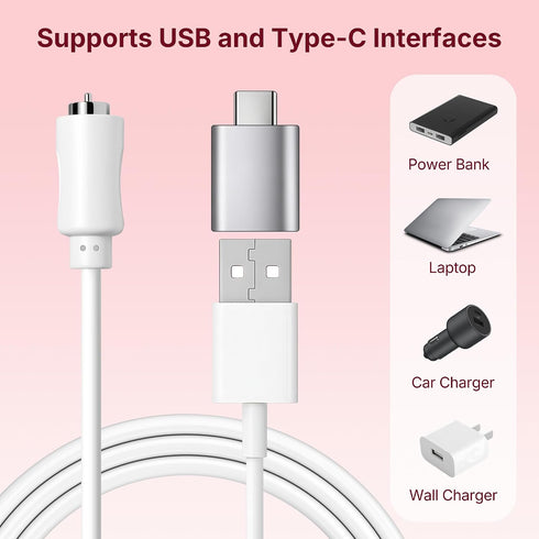MSUALZO 2.7FT 1-Pin 5V/1A Rose Charger Replacement Single Point Magnetic USB Charger Cable, USB Magnetic Charger