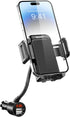 SOAIY 3-in-1 Cigarette Lighter Car Mount - Dual USB 3.1A Charger with Adjustable Gooseneck & 360° Rotating Cradle