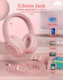 Kids Headphones with Microphone, Foldable Stereo Tangle-Free Wired Cord On-Ear Headset for Children/Teens, Pink